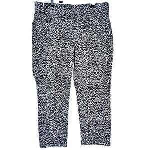 Jessica London Leopard Print Pants 20W Petite Stretch Slim Ankle Plus